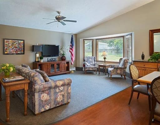 Cozy common area with seating and natural light