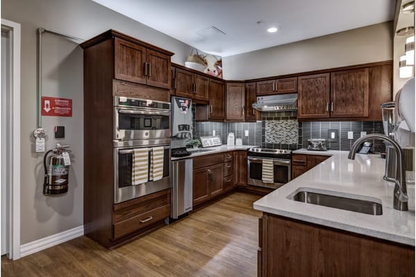 Modern kitchen in an assisted living facility