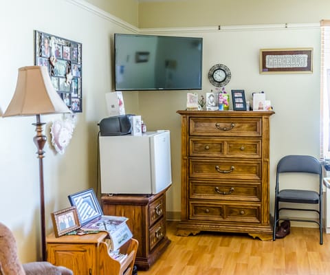 Cozy interior of a resident's room with personal touches