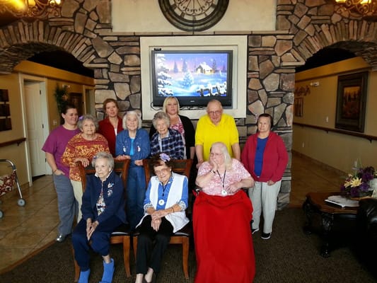 Group of residents posing in a common area