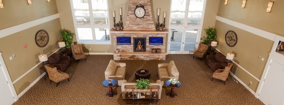 Bright interior common area with comfortable seating