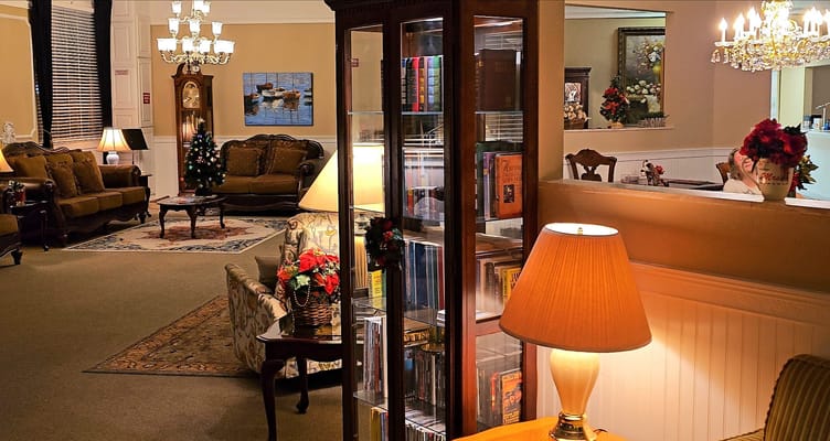 Comfortable lounge area with seating and decorative elements