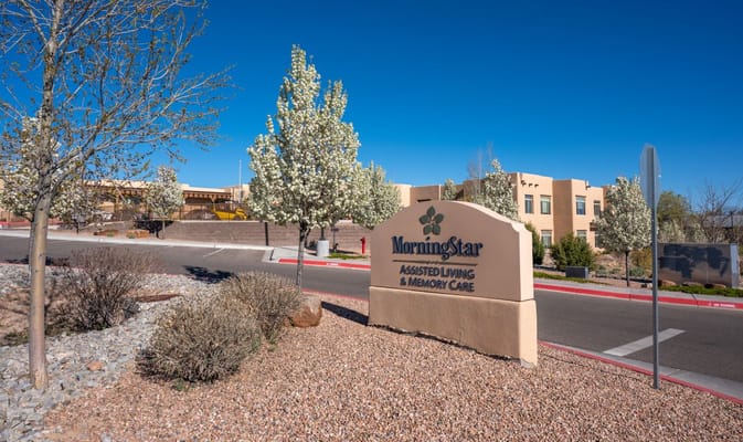 Signage at the entrance of MorningStar Assisted Living
