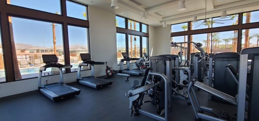 Interior view of a modern fitness center with equipment
