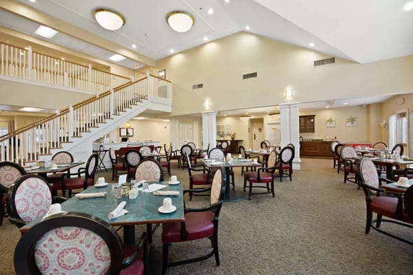 Dining area with elegantly set tables
