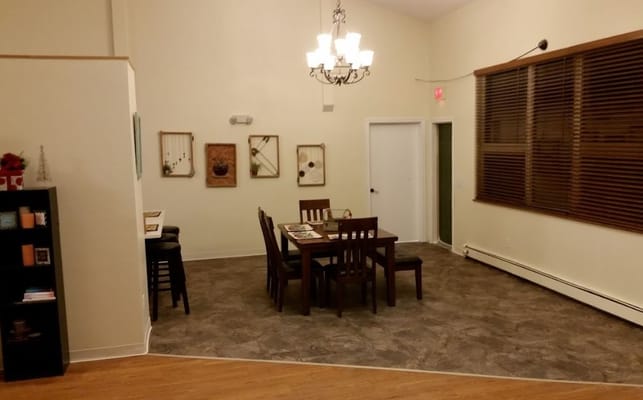Dining room area with table and chairs