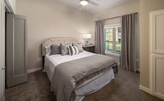 Cozy private bedroom in a senior living facility