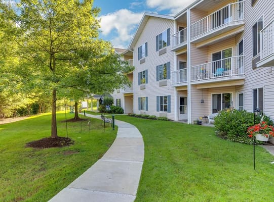Pathway through landscaped outdoor space