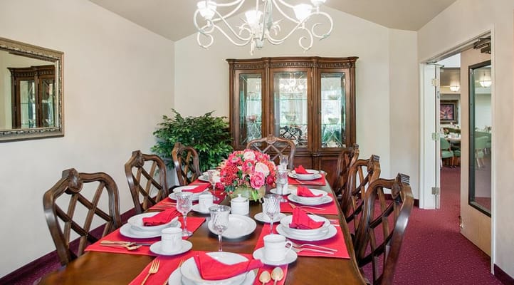 Elegant dining room set for a meal