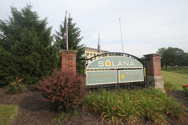 Entrance sign for Traditions at Solana senior living community