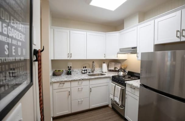 Bright, modern kitchen in assisted living facility