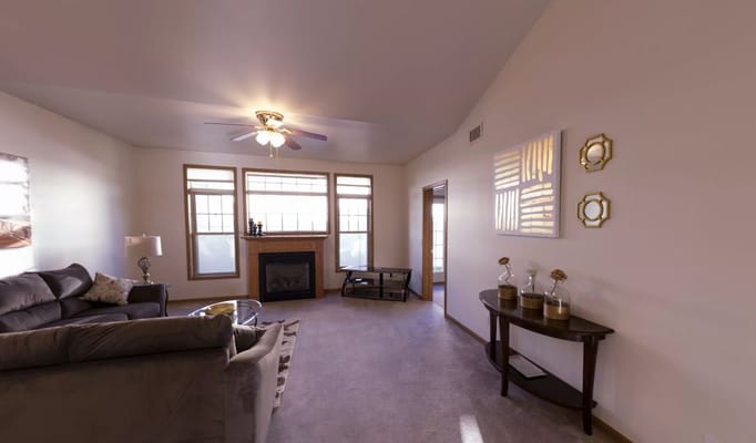 Cozy living area with natural light and decor