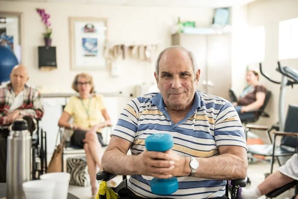 Residents participating in an exercise activity