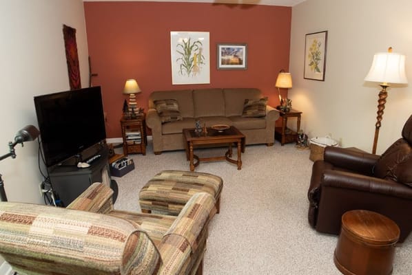 Comfortable common area with seating and decor