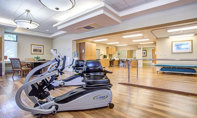 Physical therapy equipment in a rehabilitation center