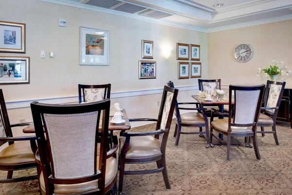 Interior common area with tables and chairs
