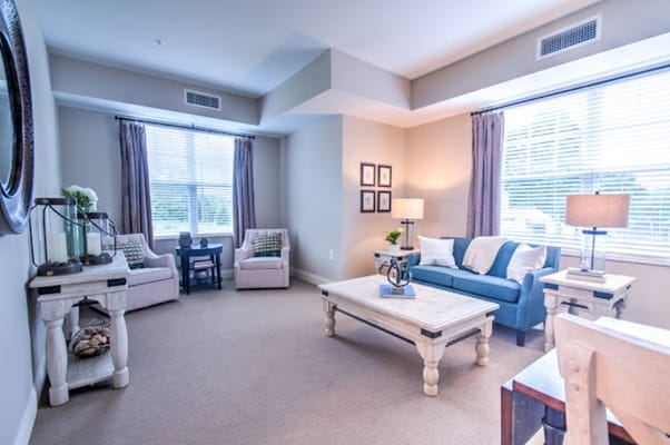 Bright interior of a well-furnished common area