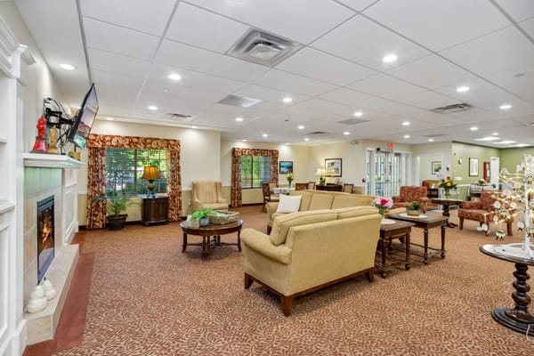 Common area with seating and natural light