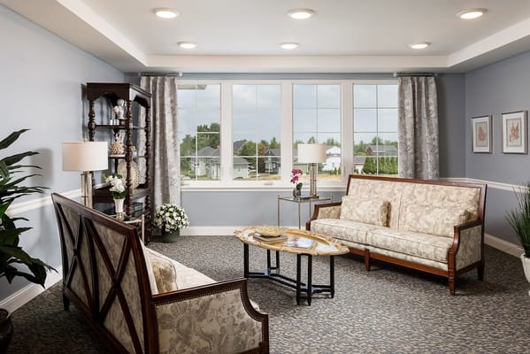 Bright common area with comfortable seating