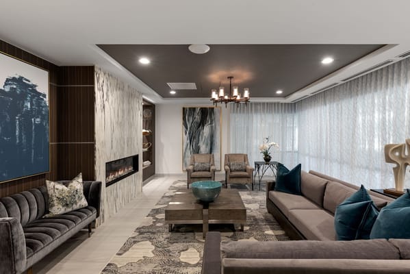 Bright and modern common area with comfortable seating