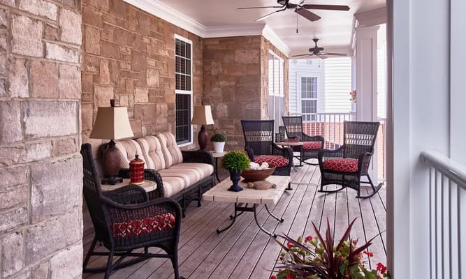 Outdoor seating area with comfortable furniture