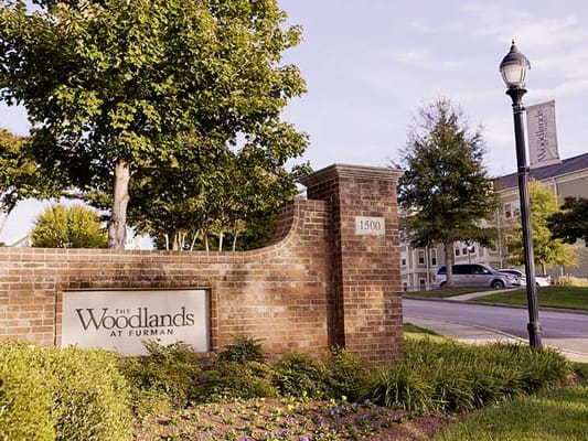 Entrance sign of The Woodlands at Furman