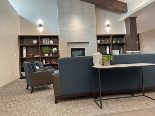 Modern shared lounge area with comfortable seating