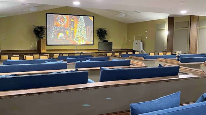 Interior view of a common area with seating