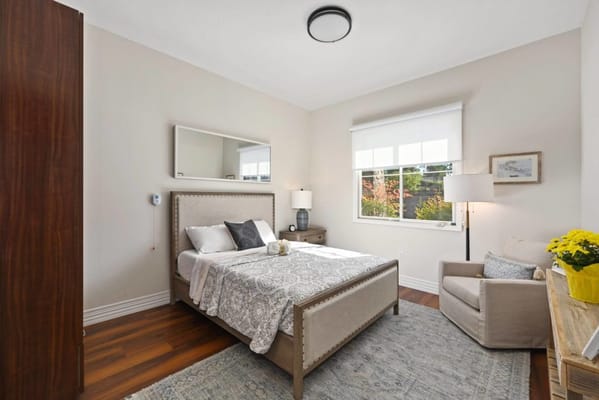 Bright and cozy resident room with natural light