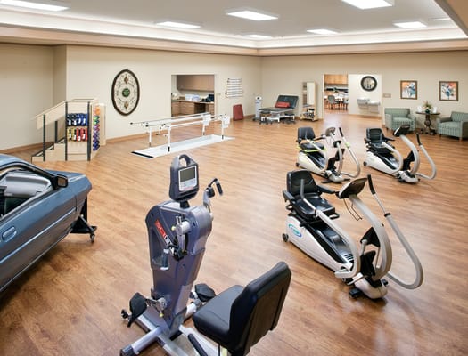 Inside view of a fitness area with equipment