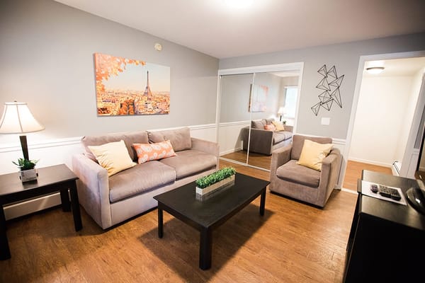 Comfortable living room in a senior care facility