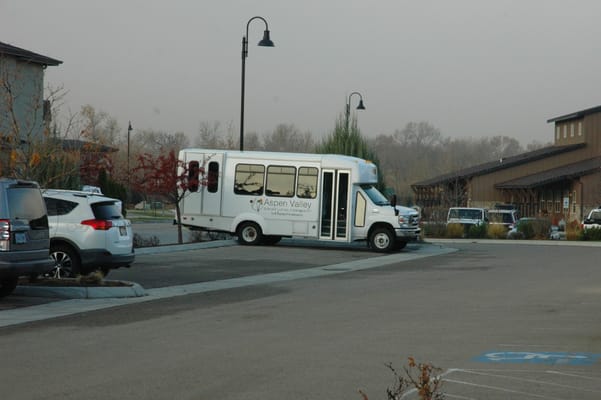 Facility transport van parked outside