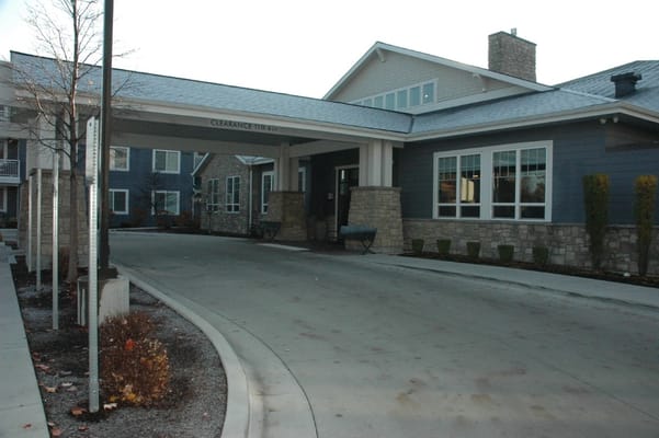 Front entrance of a senior living facility