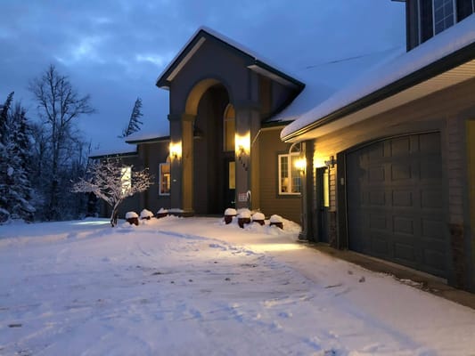 Exterior view of a facility building in snowy conditions