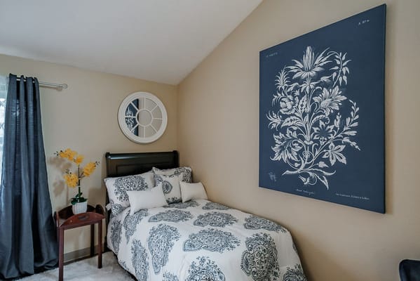 Private resident room with floral decor