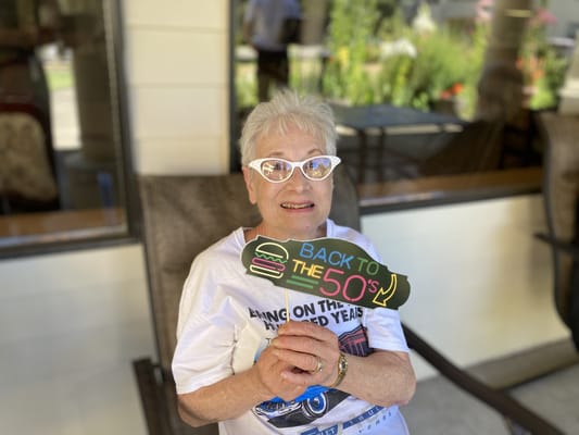 Resident enjoying a themed activity outdoors