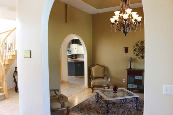 Interior view of a common living area with furniture