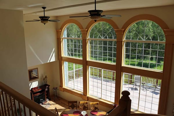 Bright interior space with large windows