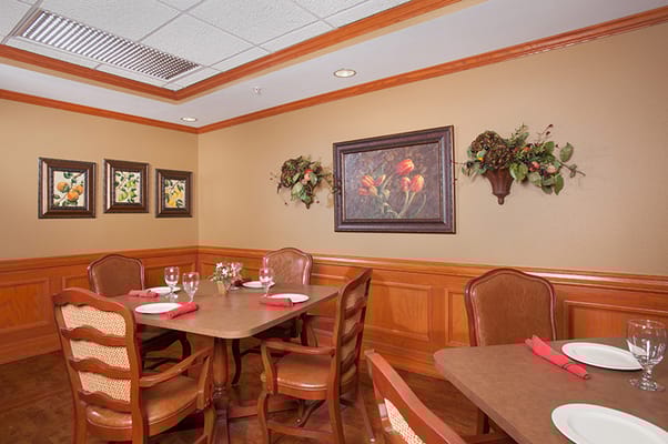 Cozy dining room setup with floral decor
