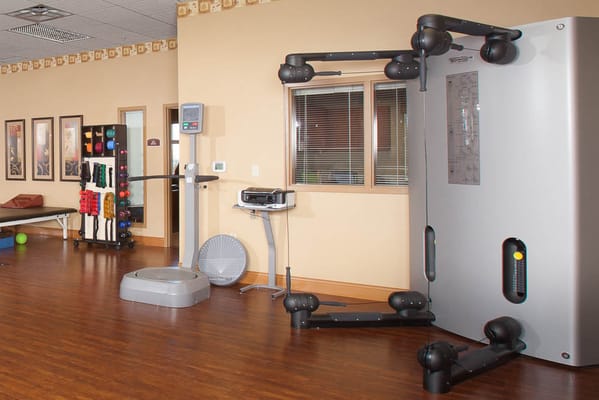 Interior view of a fitness area with equipment