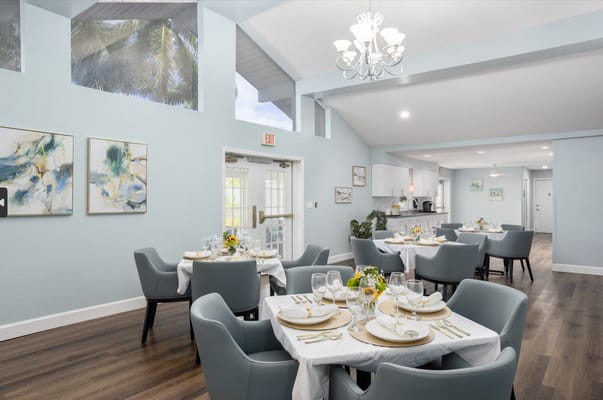 Bright dining area set for a meal