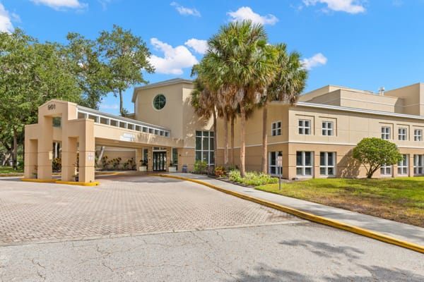 Exterior view of The Barrington facility entrance