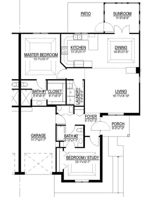 Architectural floor plan of a residential unit