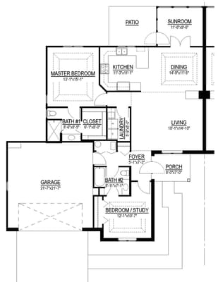 Architectural floor plan of a residence