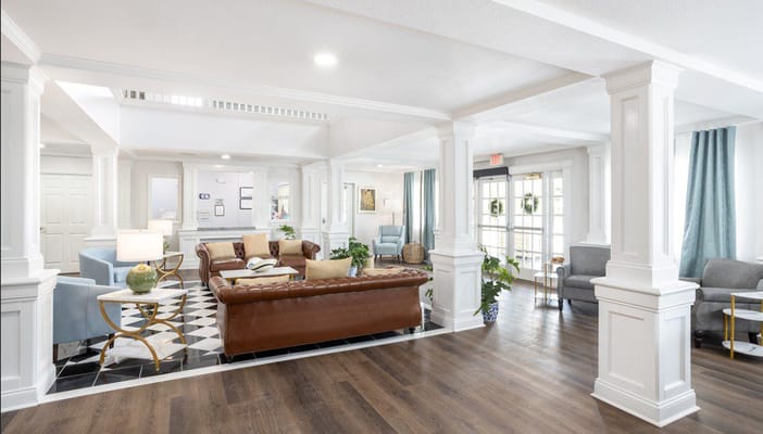 Bright common area with comfortable seating