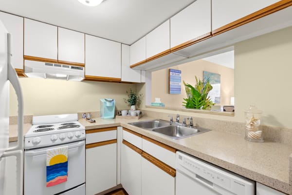 A well-equipped kitchen in a resident unit