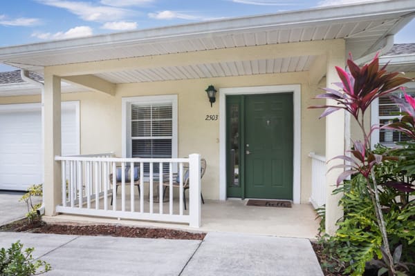 Exterior entryway of a resident's home at Lake Forest Park