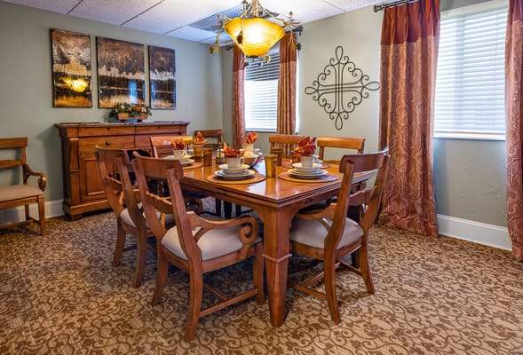 Cozy dining room set up for a meal