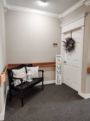 Cozy hallway corner with seasonal decor