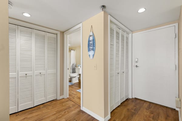 Interior view of a resident's bedroom entryway
